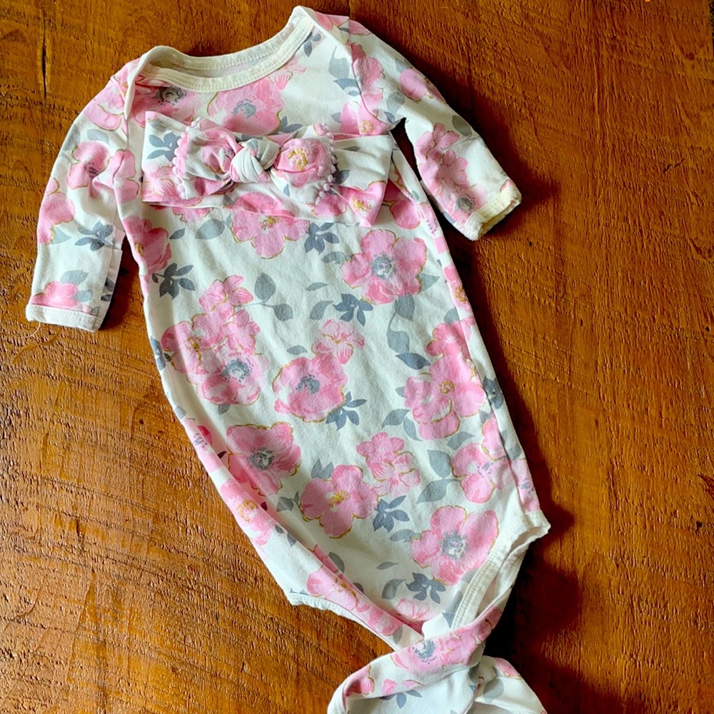 Baby essentials photo shoot gown and headband set
